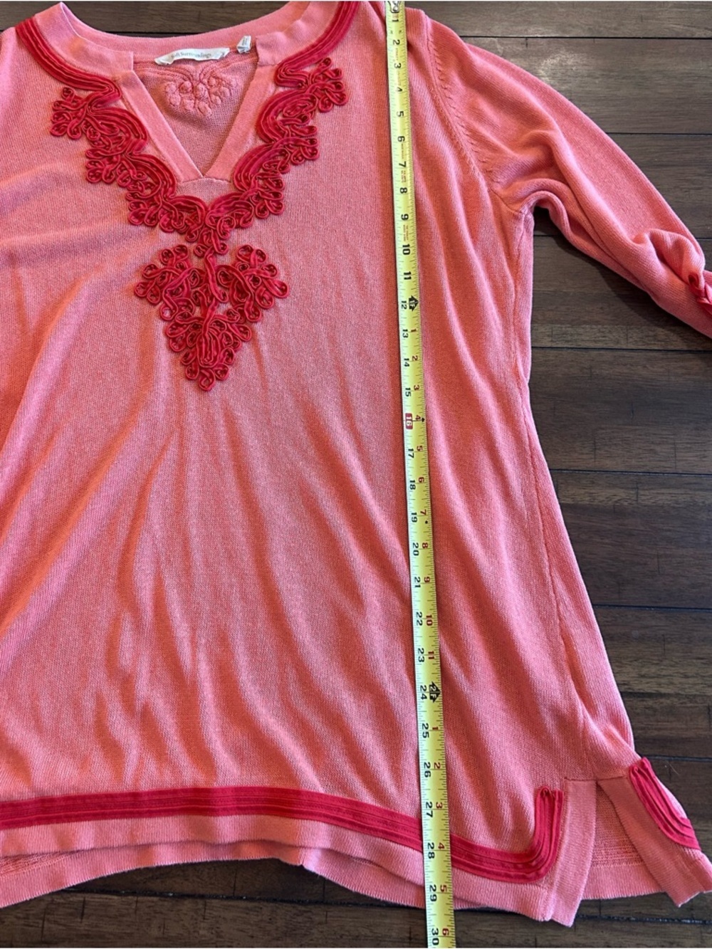 Soft Surroundings Palm Beach Sweater Tunic Size XL Coral Red Linen Blend - Picture 11 of 15
